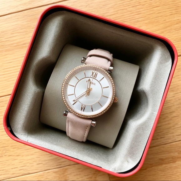 Fossil Accessories - Fossil Pink/Nude Suede Rhinestone Watch
